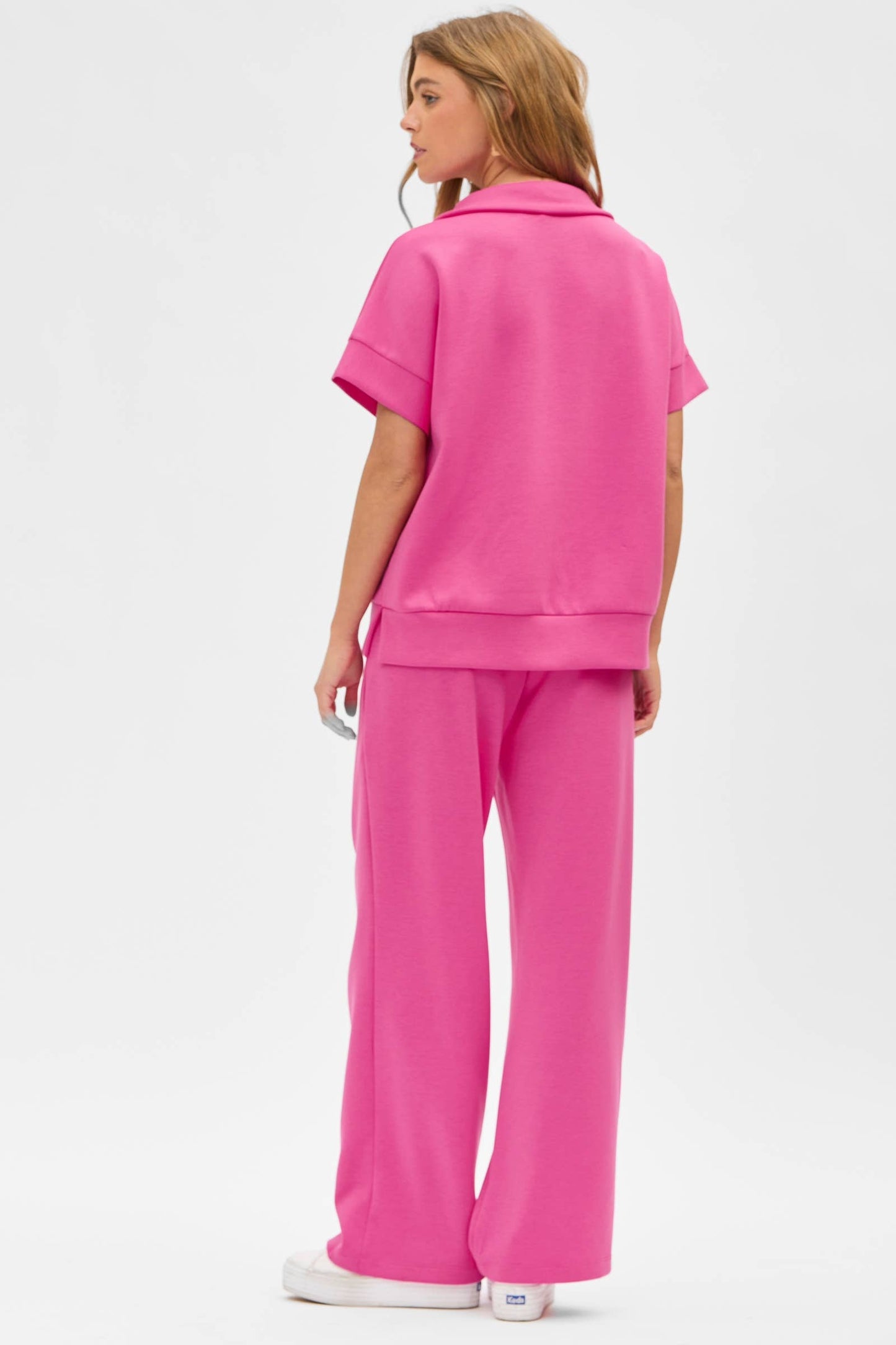 Dear Scarlett - Short Sleeve Quarter Zip + Pants Modal Set