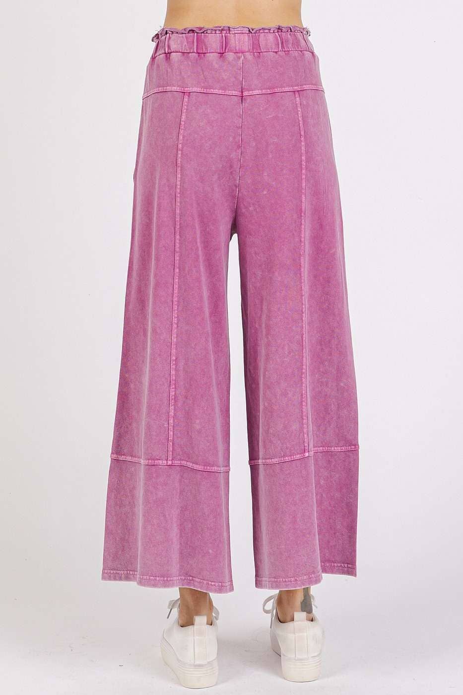 mittoshop - MINERAL WASH SEAM FRENCH TERRY WIDE LEG PANTS
