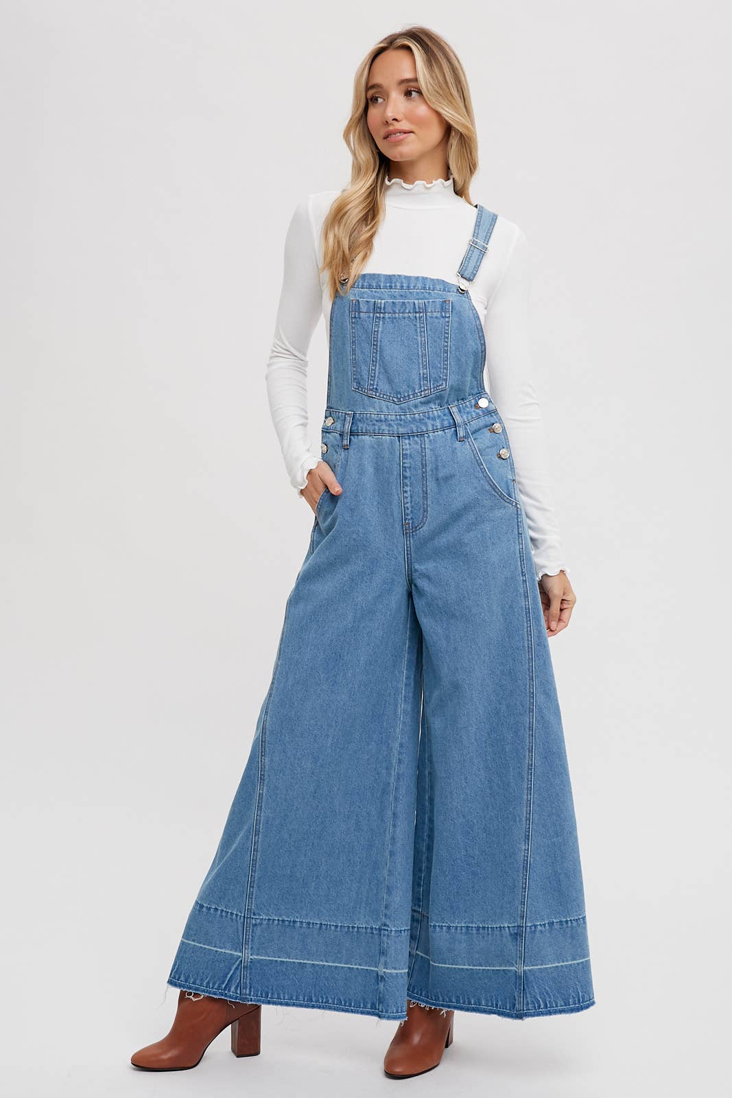 Bluivy - DENIM WIDE LEGS OVERALLS