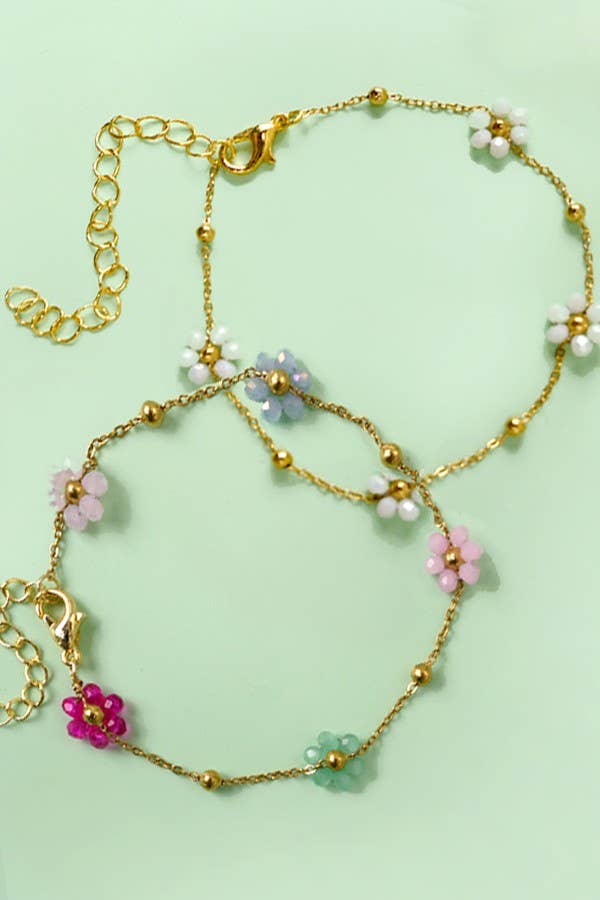 JOSSLYN by Wall to Wall - SUMMER MULTI BEADED FLOWER CHARM BRACELETS | 40B108