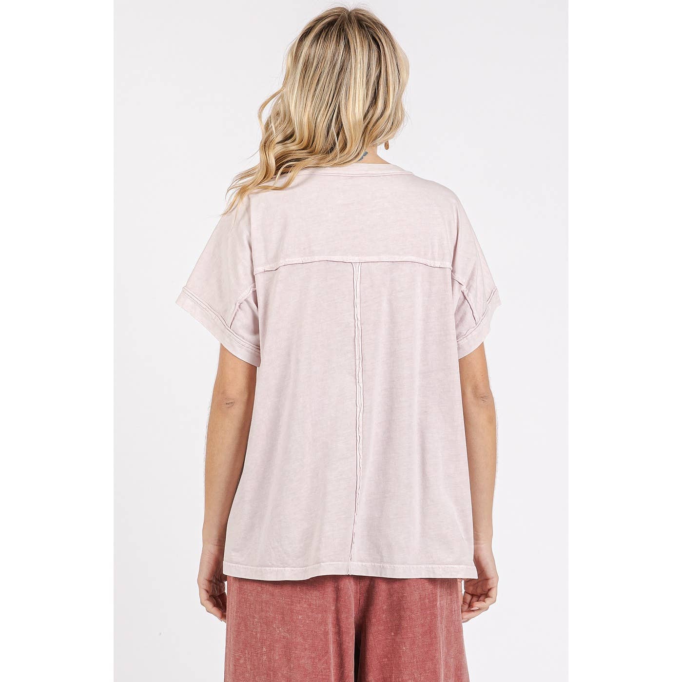 mittoshop - PEACE SIGN LETTERING PATCHWORK SHORT SLEEVE TOP