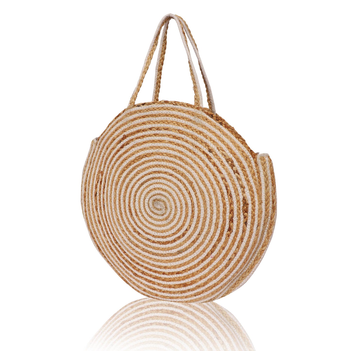 Chloe & Lex - Extra Large Striped Pure Jute Unisex Beach Tote Bag