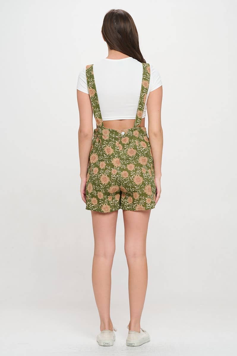 SM WARDROBE - VINTAGE FLOWER BLOSSOM PRINT SHORTALLS