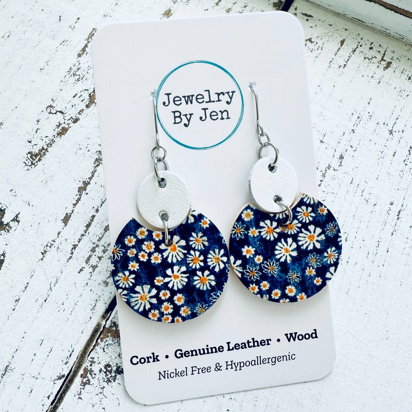 Jewelry By Jen - Luna (Medium Size): Shasta Daisies
