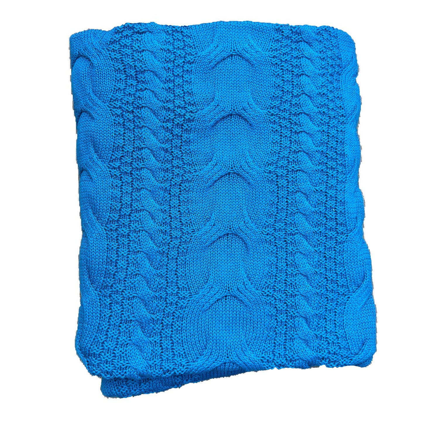 Chloe & Lex - Tech Blue Cableknit Pure Cotton Throw Blanket Home Decor