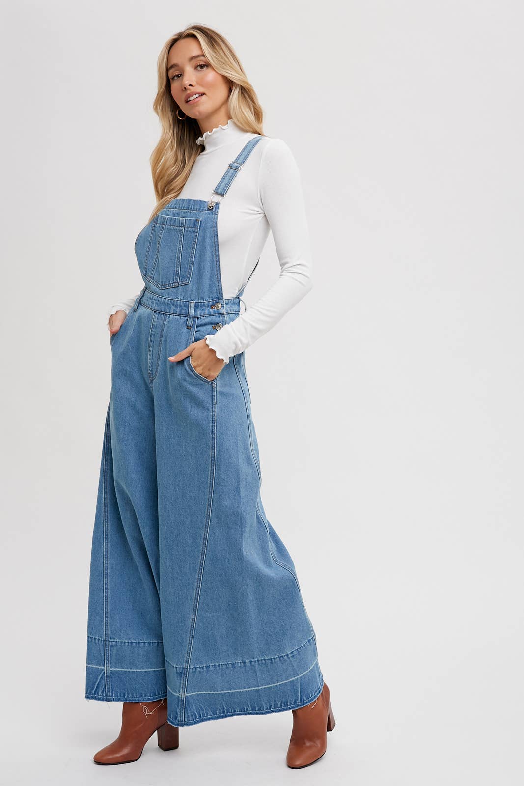 Bluivy - DENIM WIDE LEGS OVERALLS
