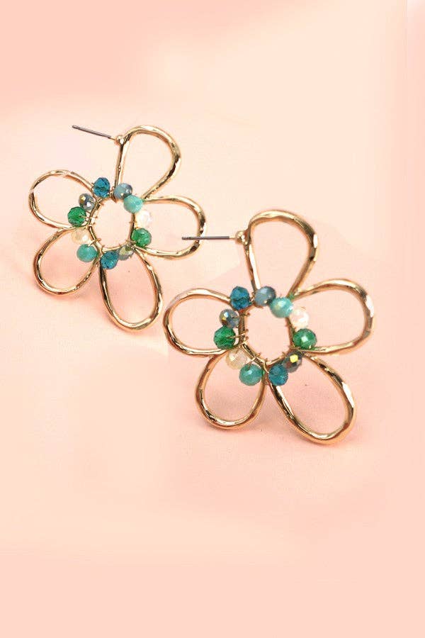 JOSSLYN by wall to wall - SEED BEAD GOLD FLOWERN SHAPE EARRINGS | 80E1223
