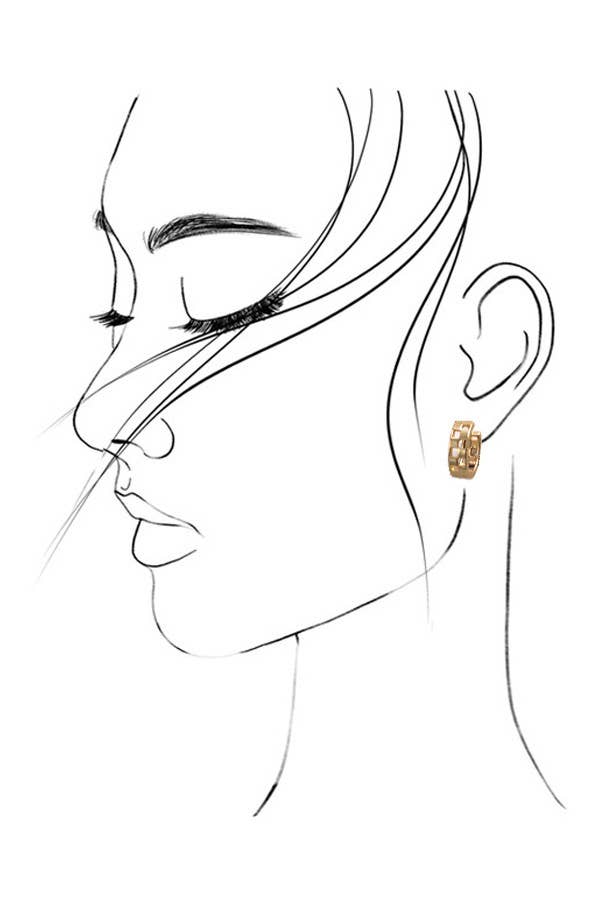 JOSSLYN by Wall to Wall - MINI CUTOUT CHECKER HOOP HUGGIE EARRING | 80E2440