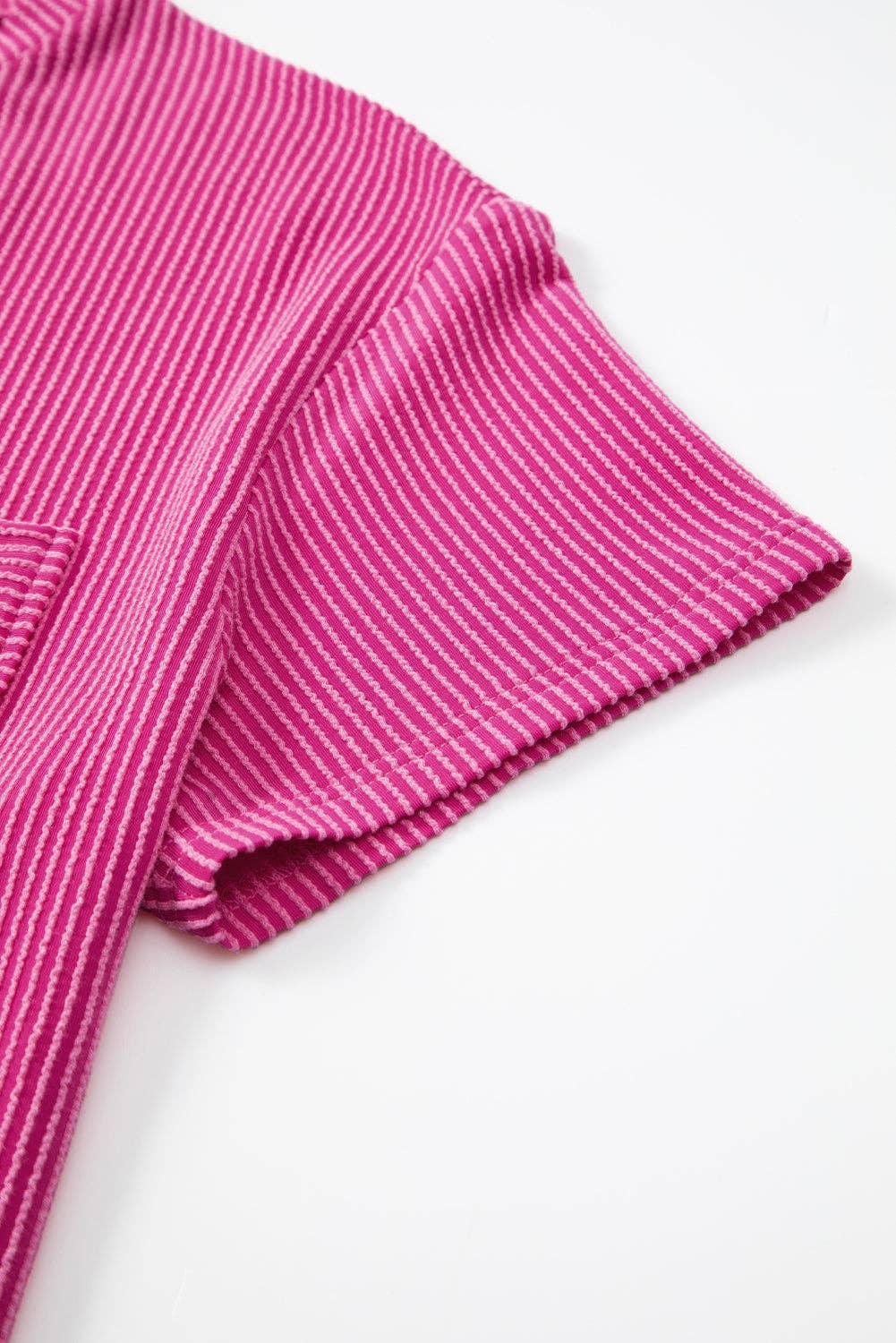 Lovesoft - Turquoise Corded Knit Pocketed Loose Fit T Shirt