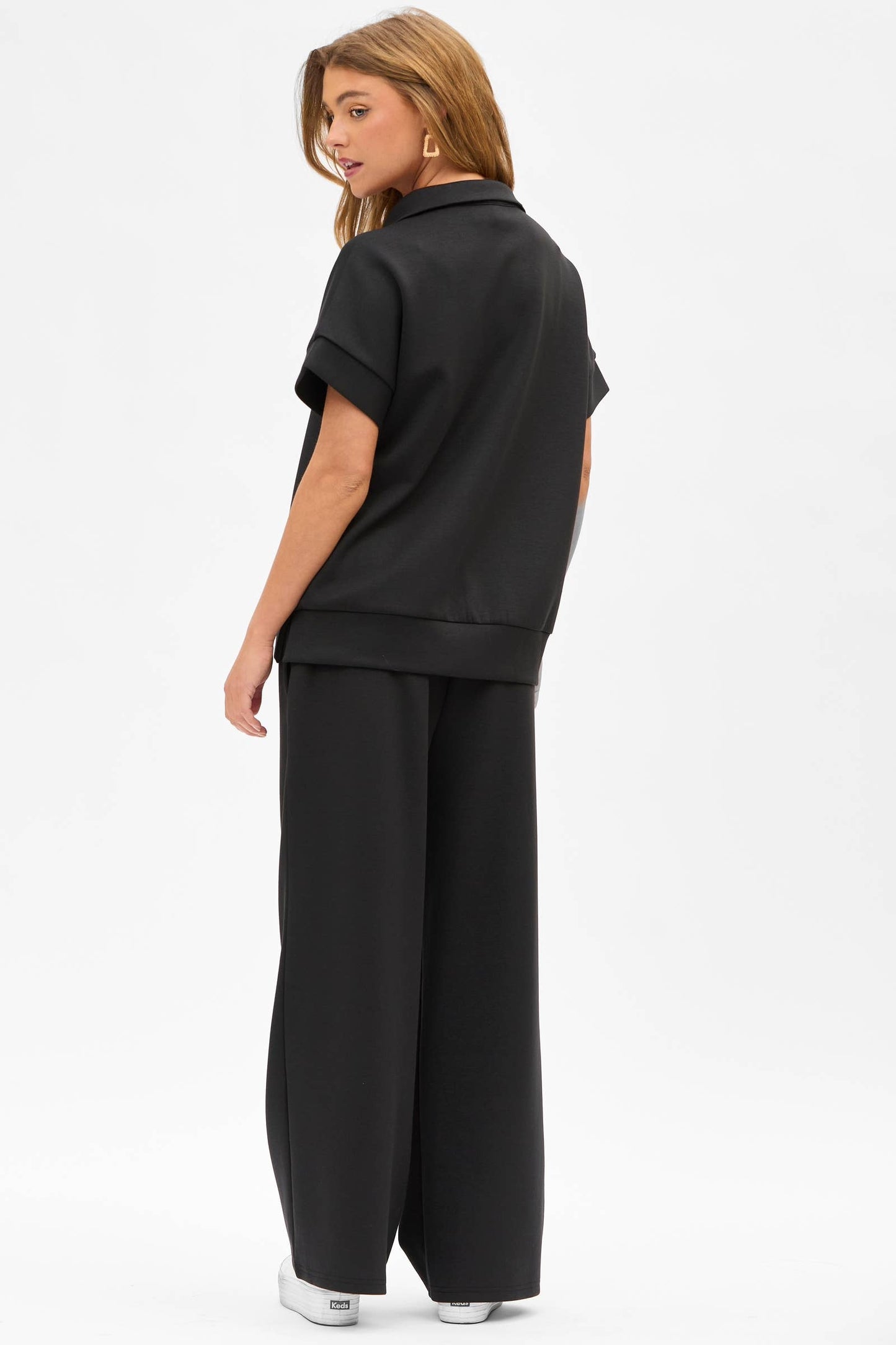 Dear Scarlett - Short Sleeve Quarter Zip + Pants Modal Set