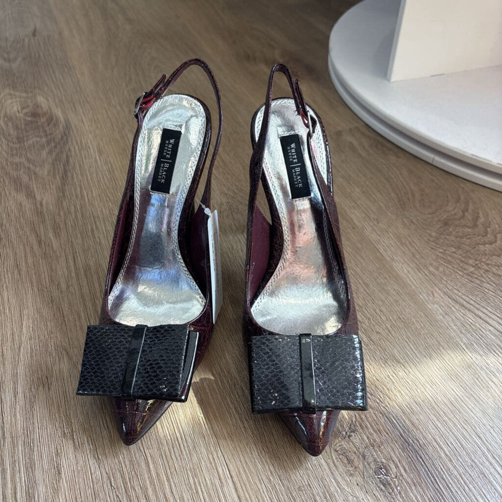 Snake print high heel w/ bow