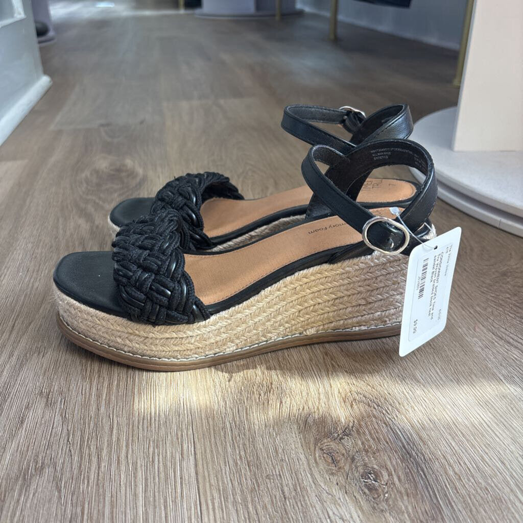 Woven braided block heel sandal
