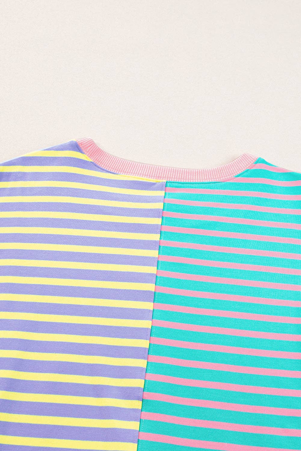 Lovesoft - Casual Stripe Colorblock Drop Shoulder Oversize Sweatshirt