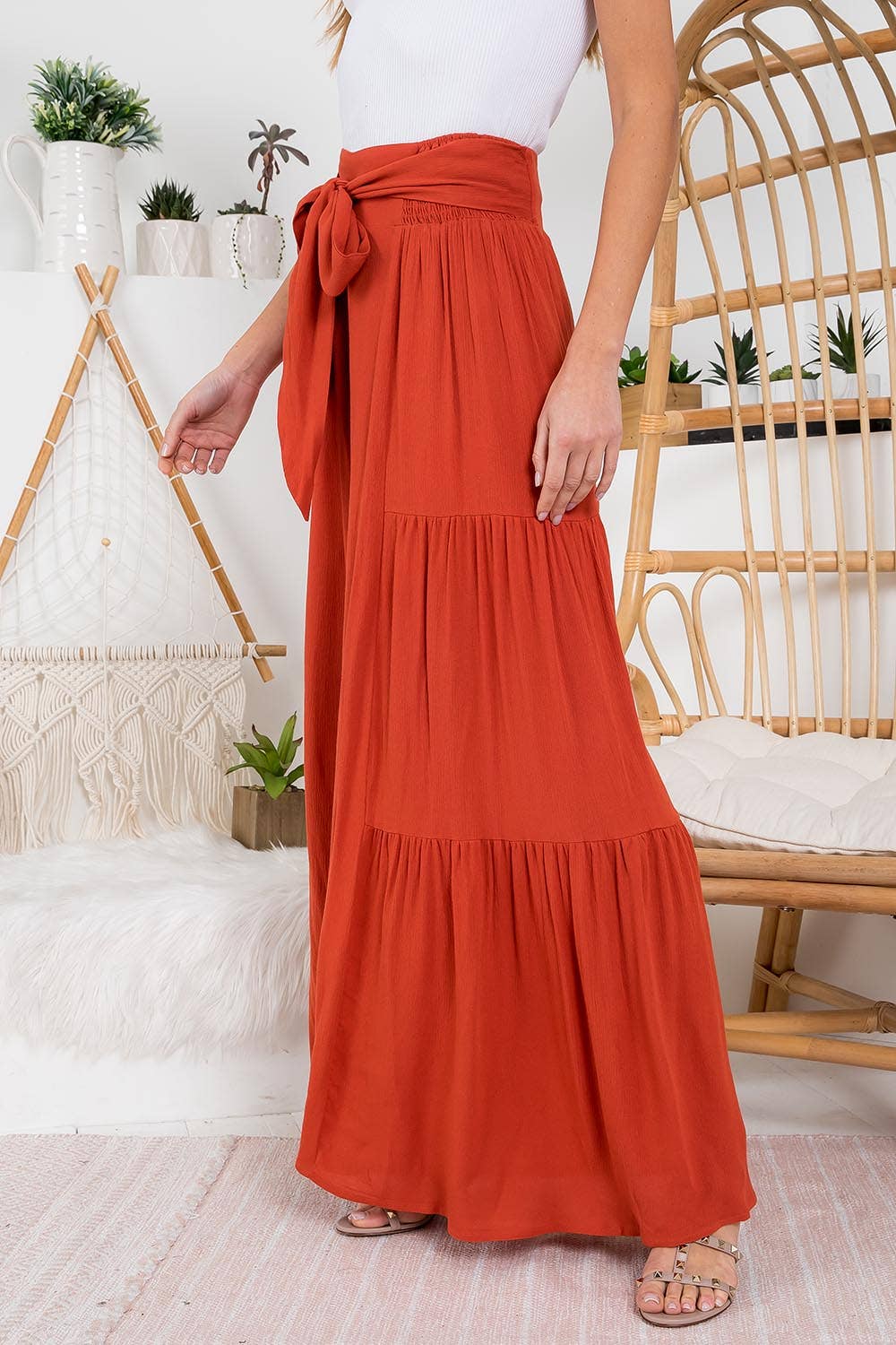 Bluivy - TIERED FLOWY WIDE-LEG PANTS