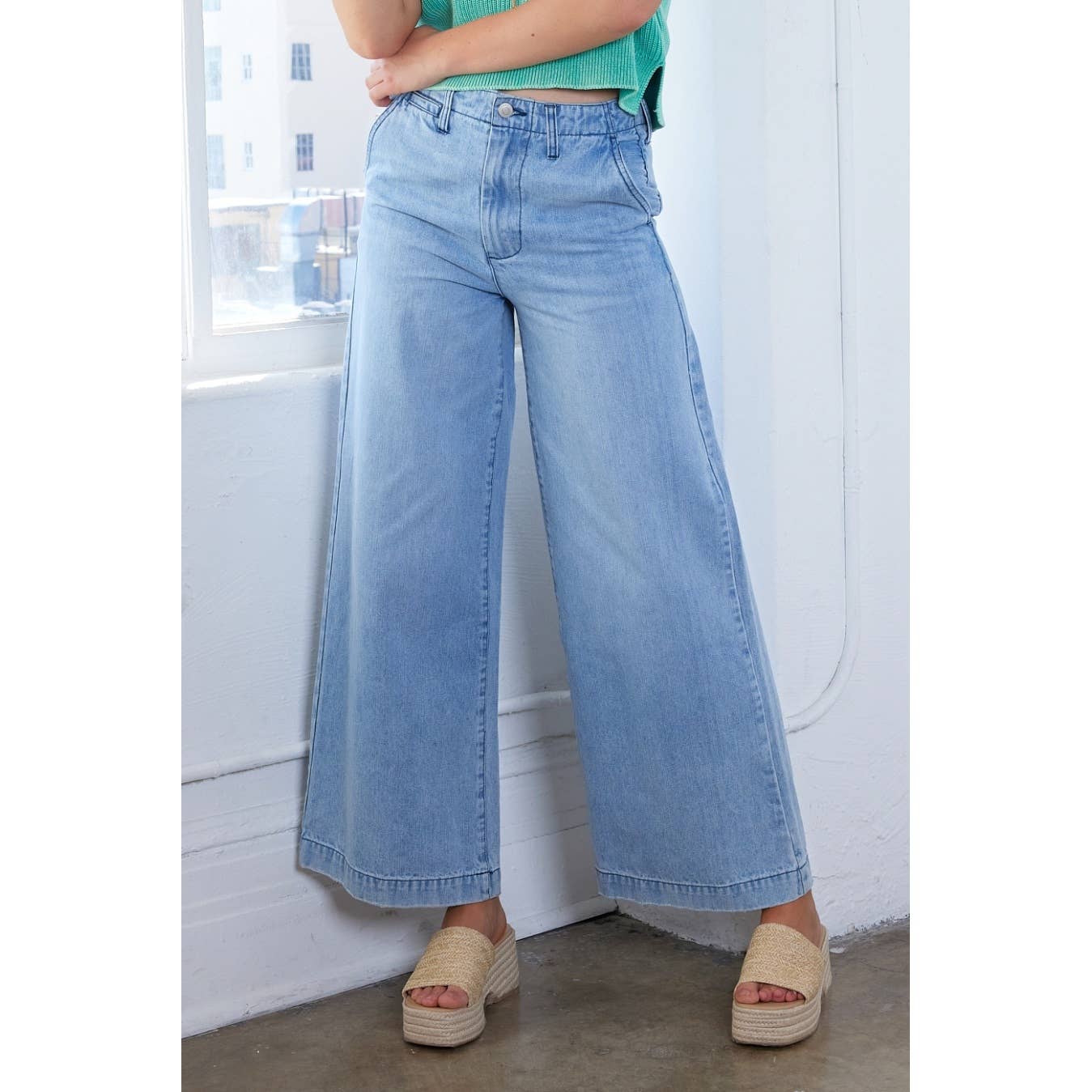 mittoshop - LIGHT WASH WIDE LEG DENIM JEANS