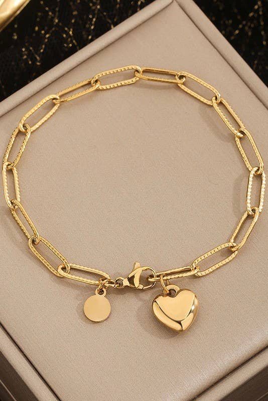 JOSSLYN by wall to wall - 18K STAINLESS STEEL TARNISH FREE HEART BRACELET | 40B5132