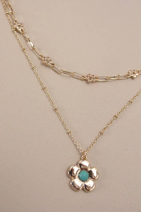 JOSSLYN by Wall to Wall - DOUBLE LAYER FLOWER PENDANT NECKLACE | 80N978