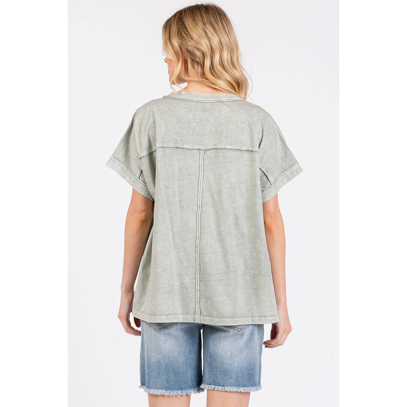 mittoshop - PEACE SIGN LETTERING PATCHWORK SHORT SLEEVE TOP