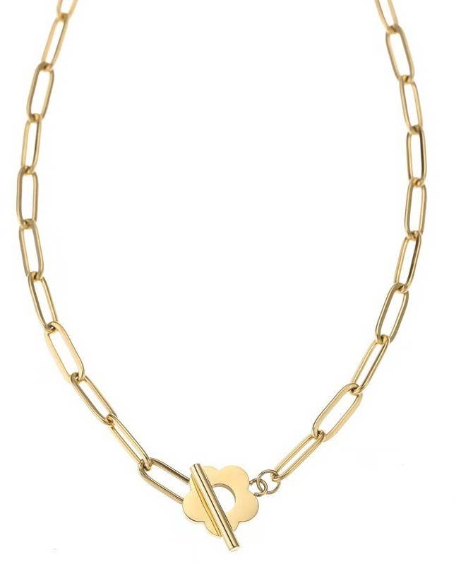 JOSSLYN by Wall to Wall - STAINLESS STEEL TARNISH FREE FLOWER TOGGLE NECKLACE | 40H343