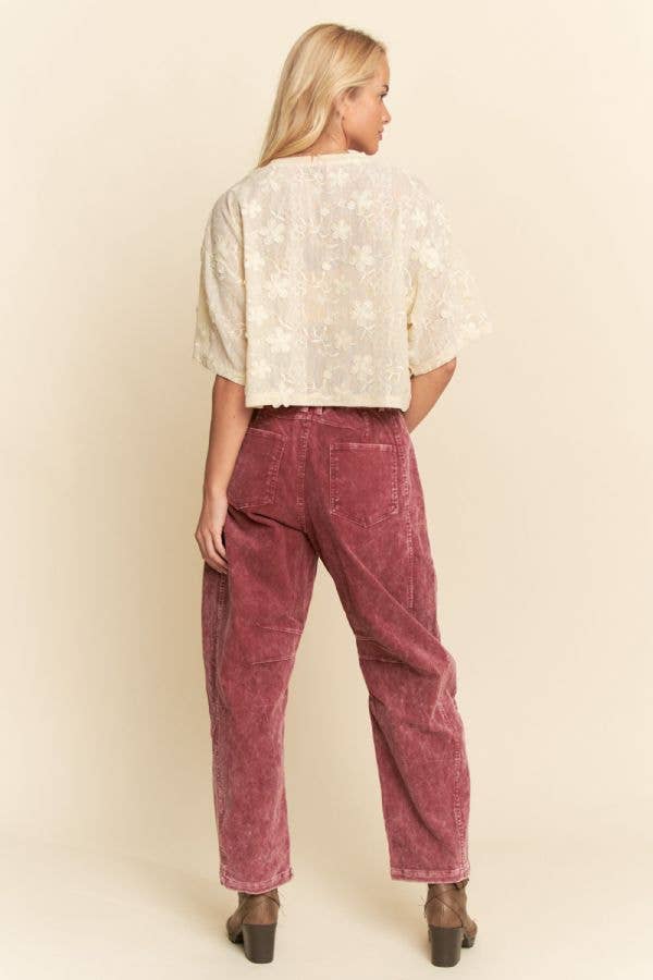Davi & Dani - FLORAL RUFFLE SHORT SLEEVE BABYDOLL MESH TOP