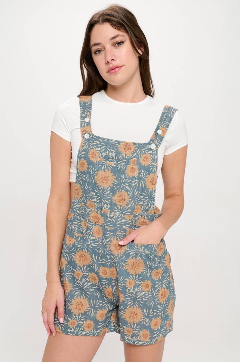 SM WARDROBE - VINTAGE FLOWER BLOSSOM PRINT SHORTALLS