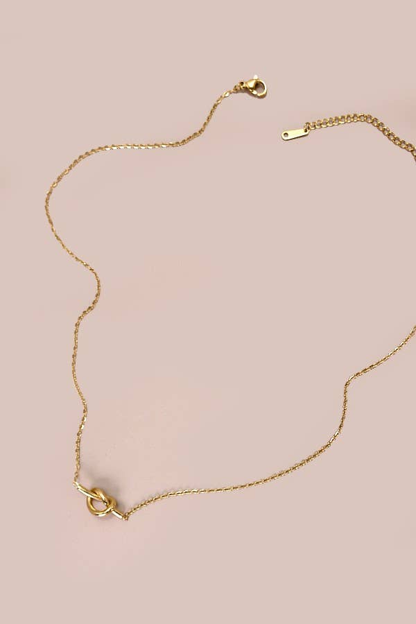 JOSSLYN by wall to wall - TITANIUM STEEL NON-TARNISH KNOTTED NECKLACE | 40NK337