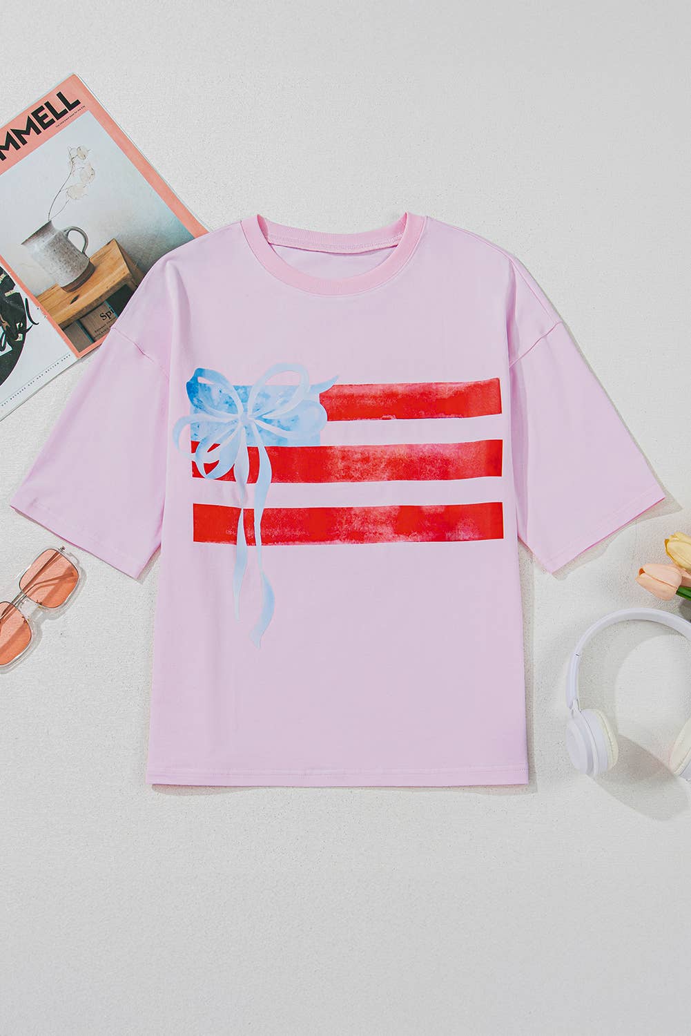 Aapparella - Flag Bow Patch Graphic Short Sleeve Tee | S-XL