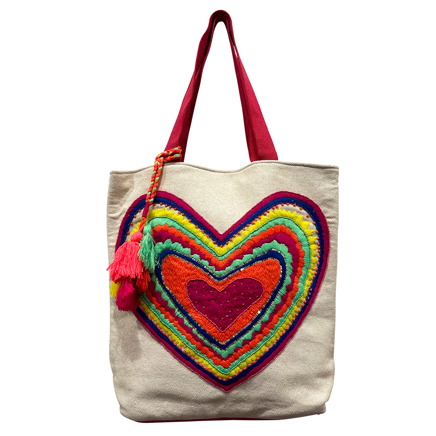 Chloe & Lex - Heart Applique Design Pure Cotton Canvas Tote Bag for Women