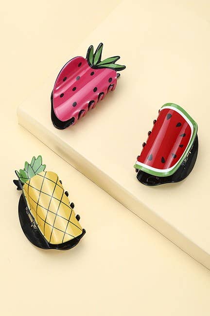 JOSSLYN by Wall to Wall - FRUIT STRAWBERRY WATERMELON HAIR CLAW CLIPS | 40H803