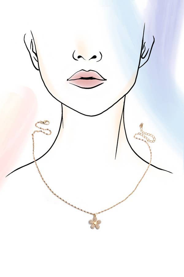 JOSSLYN by wall to wall - PEARL FLOWER CHARM NECKLACE | 80N438
