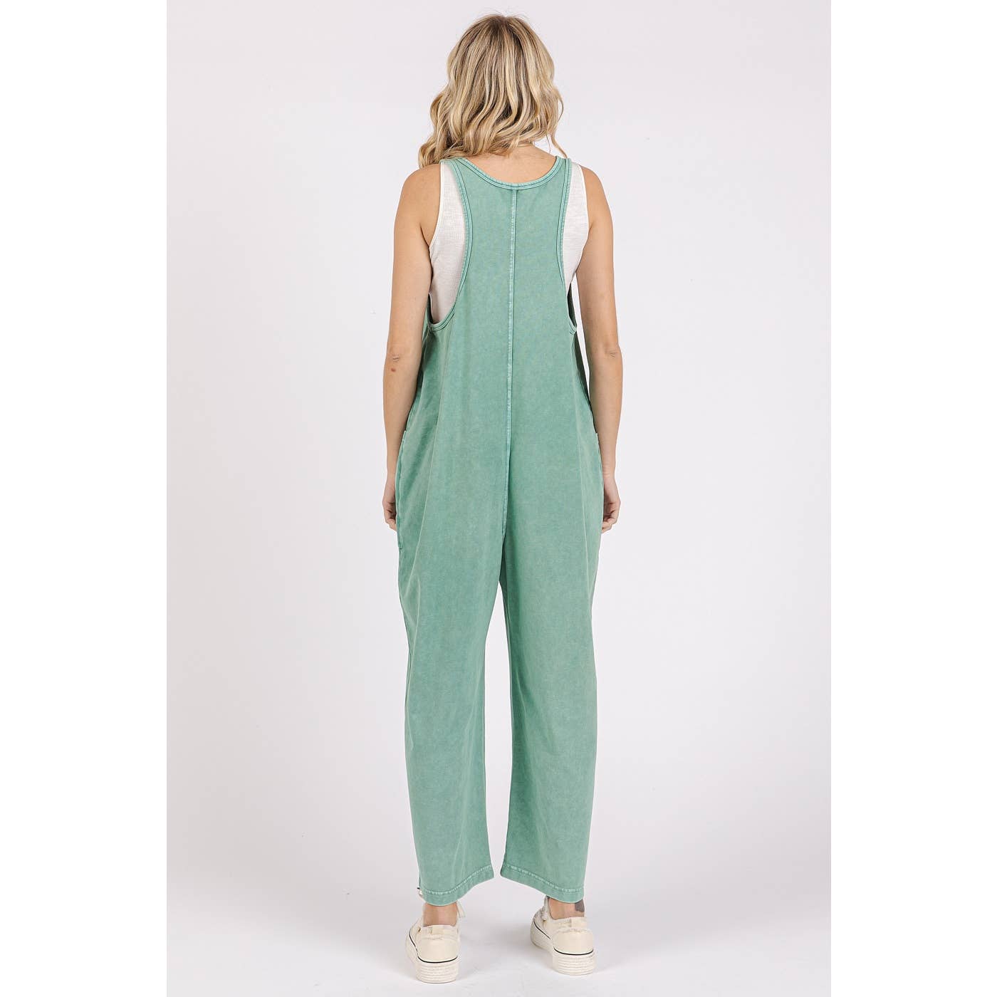 mittoshop - MINERAL WASH PULL-ON SLEEVELESS HAREM JUMPSUIT
