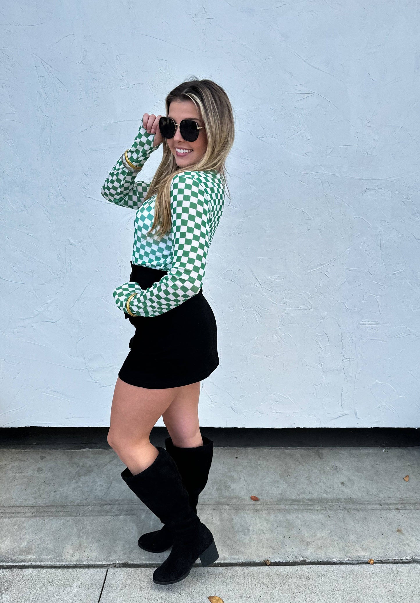 BLAKELEY - CHECKER DRESS IT UP MESH TOPS