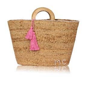 Chloe & Lex - Natural Jute Women's Shopper Tote Bag with Wooden Handle
