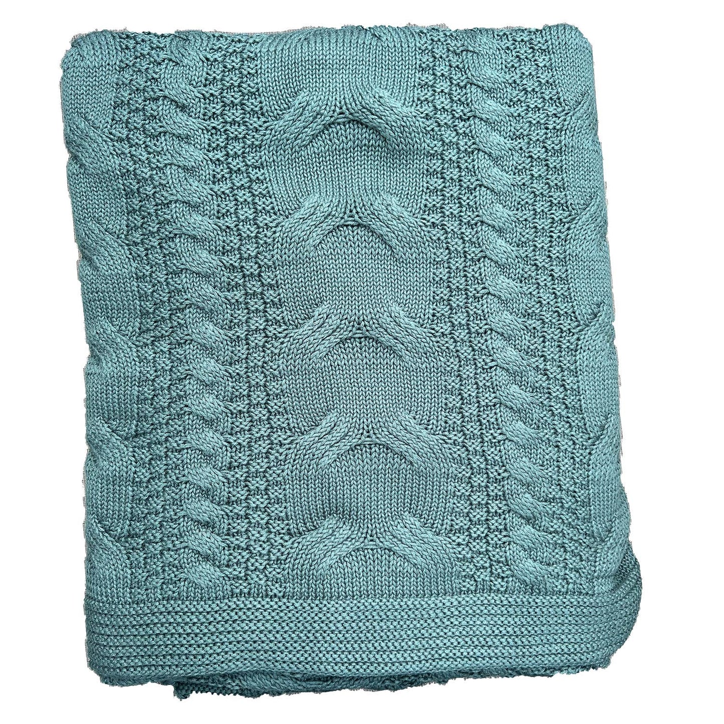 Chloe & Lex - Dark Teal Green Cableknit Cotton Throw Blanket Home Decor