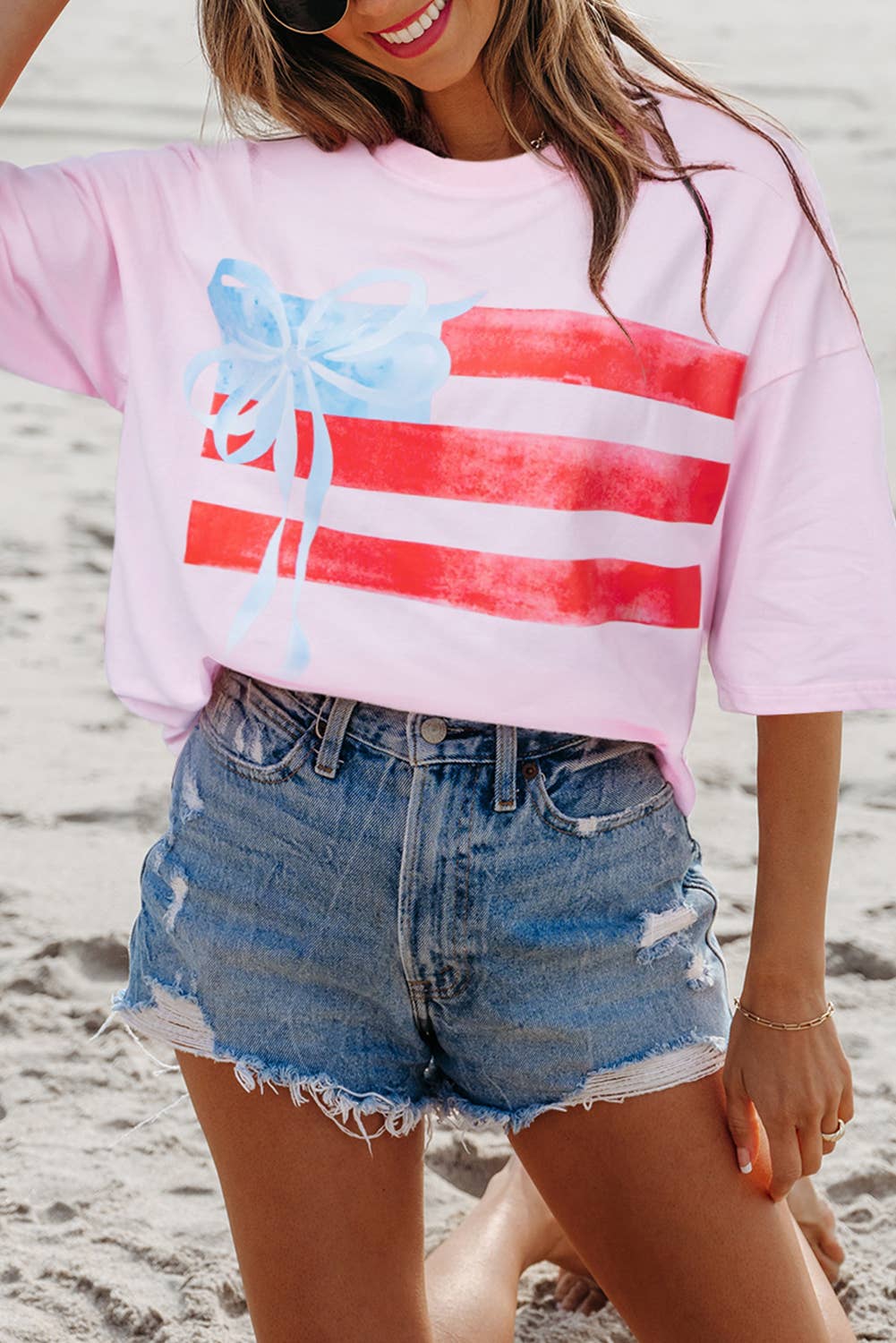 Aapparella - Flag Bow Patch Graphic Short Sleeve Tee | S-XL