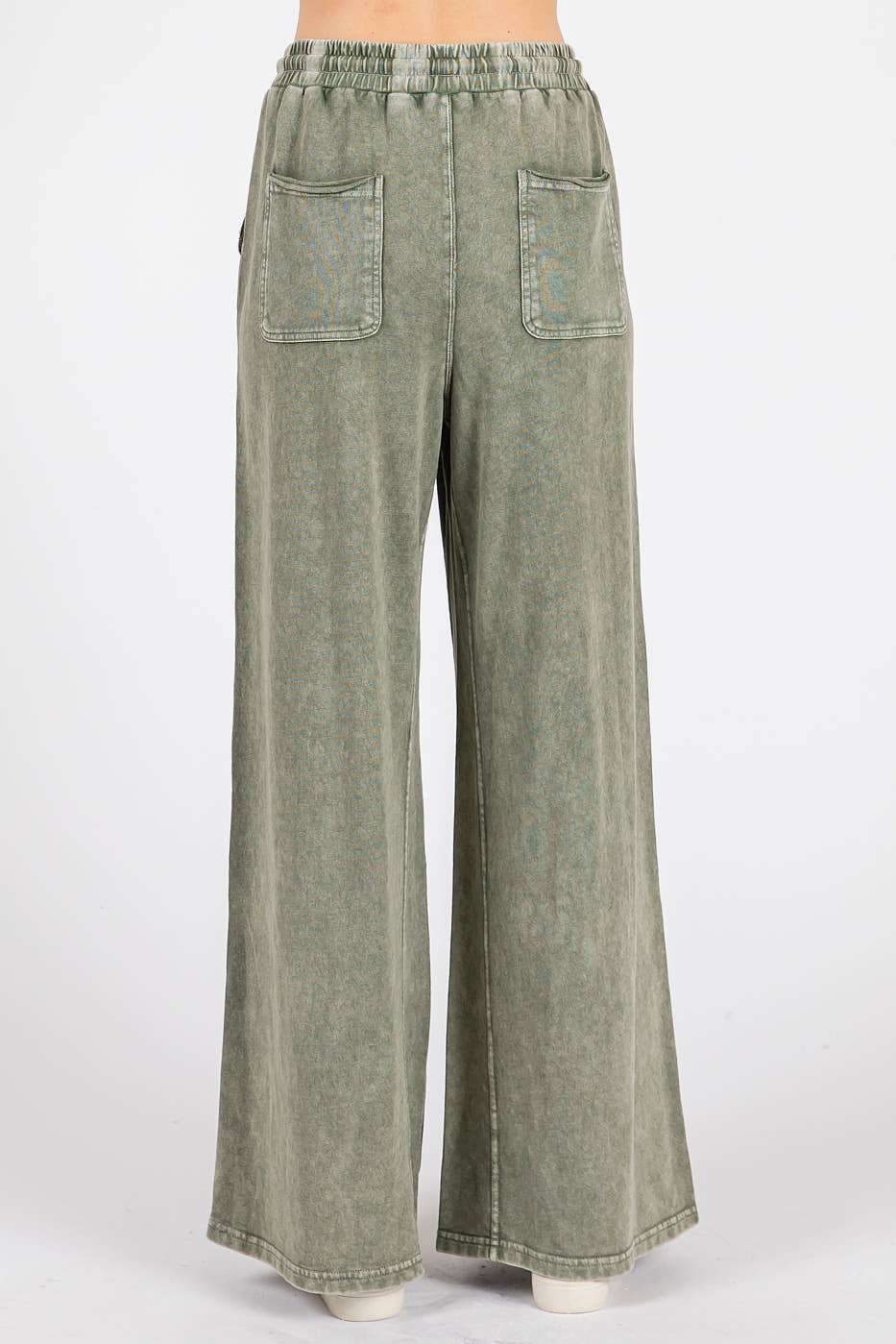 mittoshop - MINERAL WASH FRENCH TERRY WIDE LEG PANTS