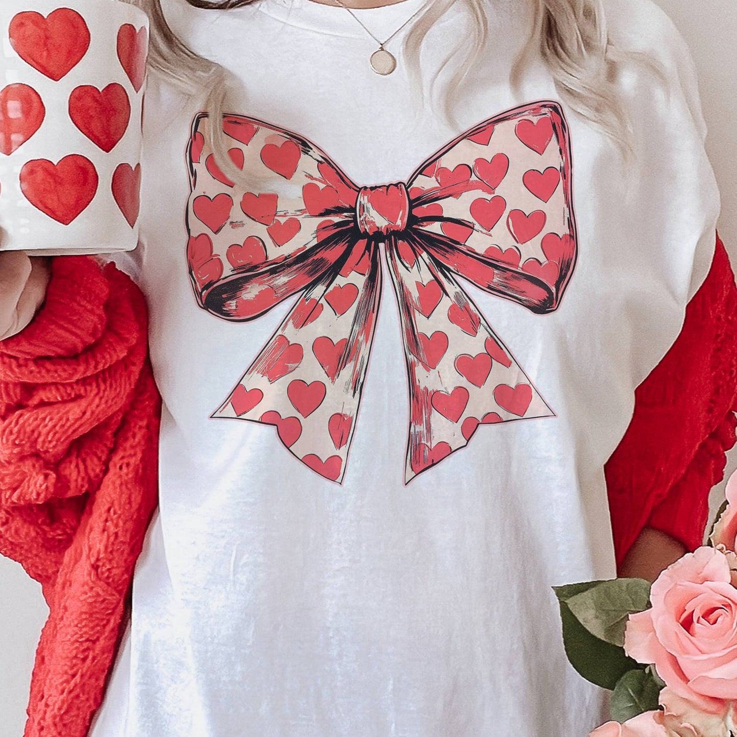 Par.tees by Party On! - Coquette Valentine Heart Tee Red Heart Bow Tshirt