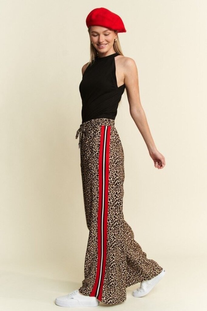 Jade by Jane Leopard Contrast Trouser Red Panel Pants
