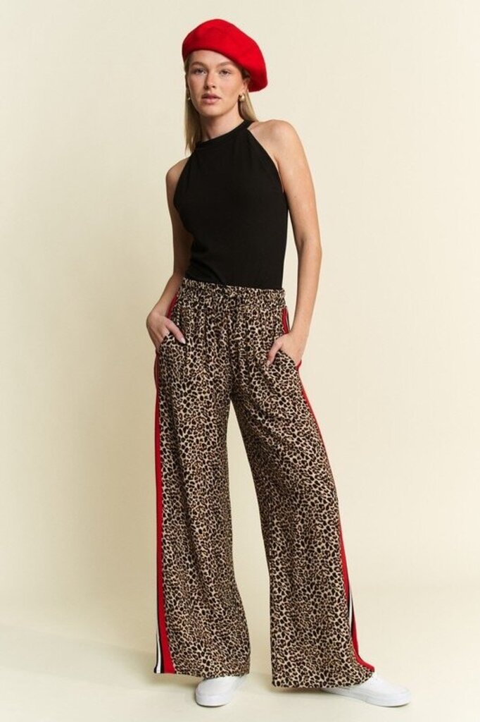 Jade by Jane Leopard Contrast Trouser Red Panel Pants