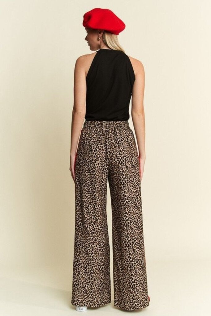 Jade by Jane Leopard Contrast Trouser Red Panel Pants