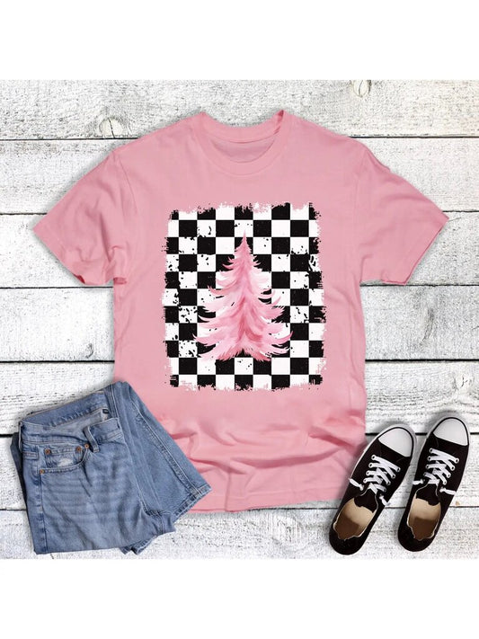 Christmas Check Whimsical Tree Graphic Tee