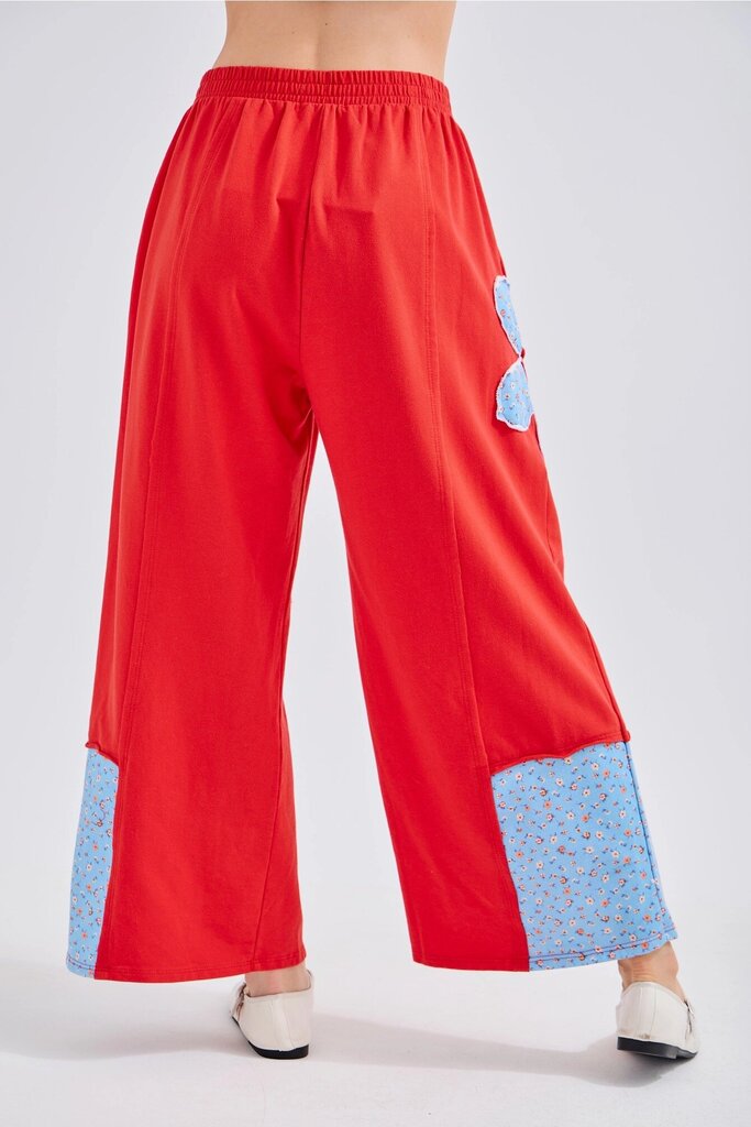 J. Her Cotton French Terry flower patch pants