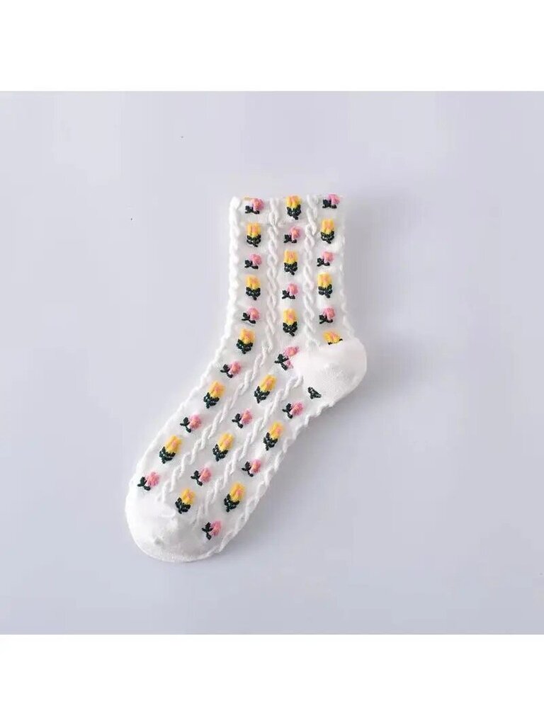 Floral Mid Calf Length Socks