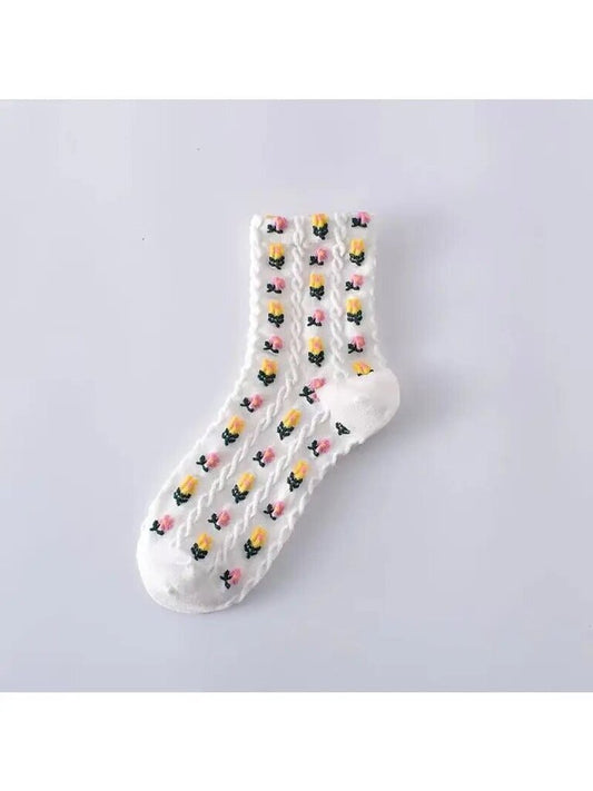 Floral Mid Calf Length Socks