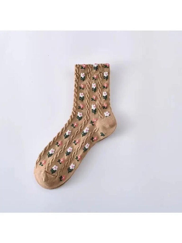 Floral Mid Calf Length Socks