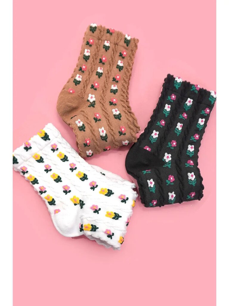 Floral Mid Calf Length Socks