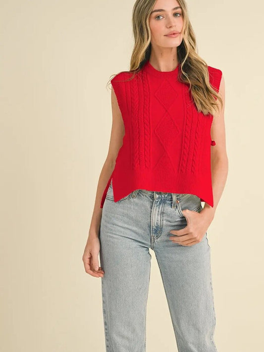 &Merci Cable Knit Side Tie Sweater Vest