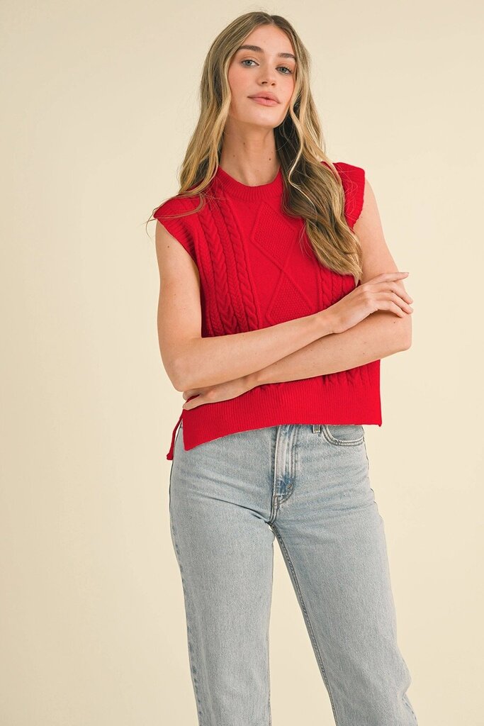 &Merci Cable Knit Side Tie Sweater Vest