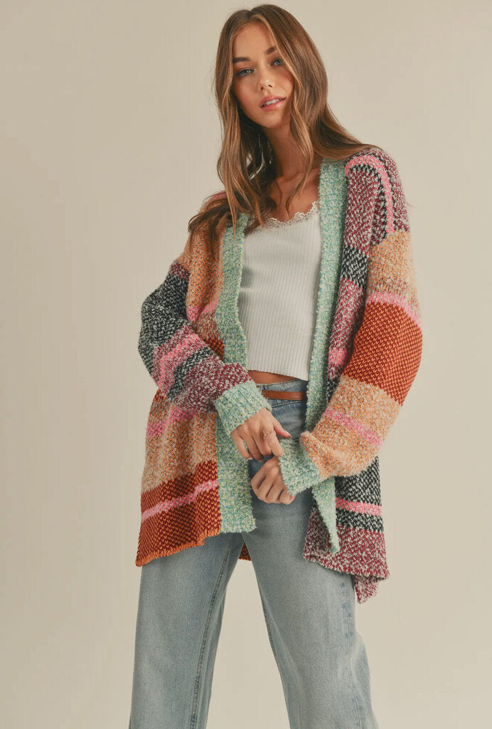 &Merci Oversized color block cardigan