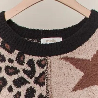 Mello Leopard star pattern round neck sweater
